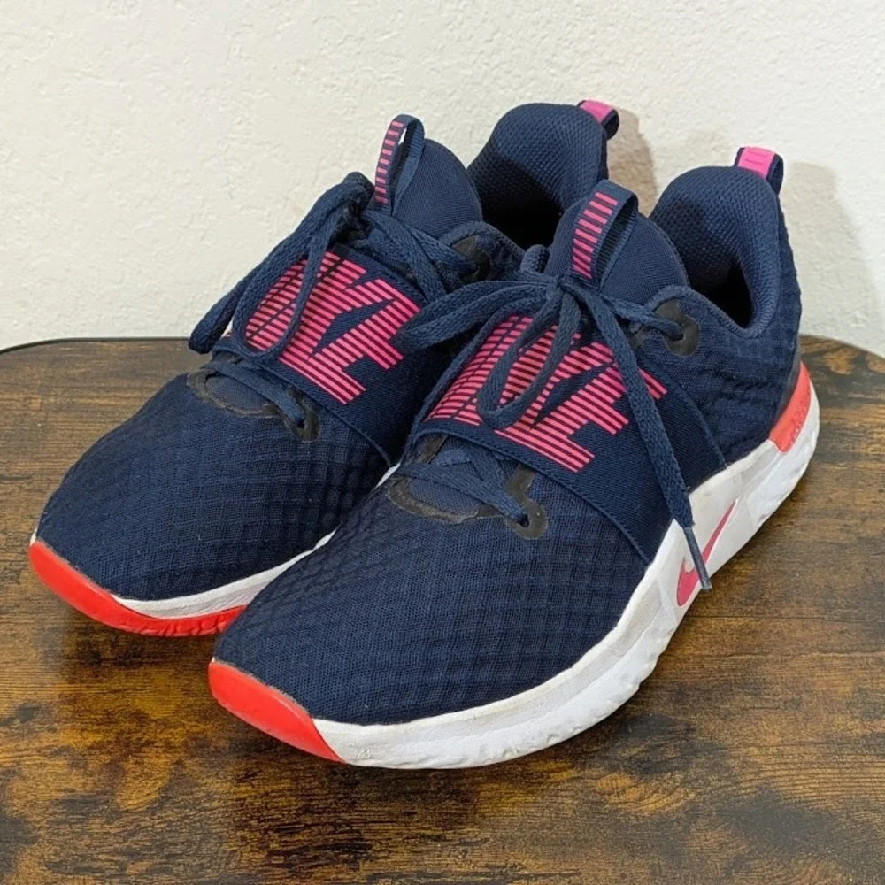 Nike Renew In-Season TR 10 Women Navy Pink Training Gym Shoes Comfort Soles Sz 8